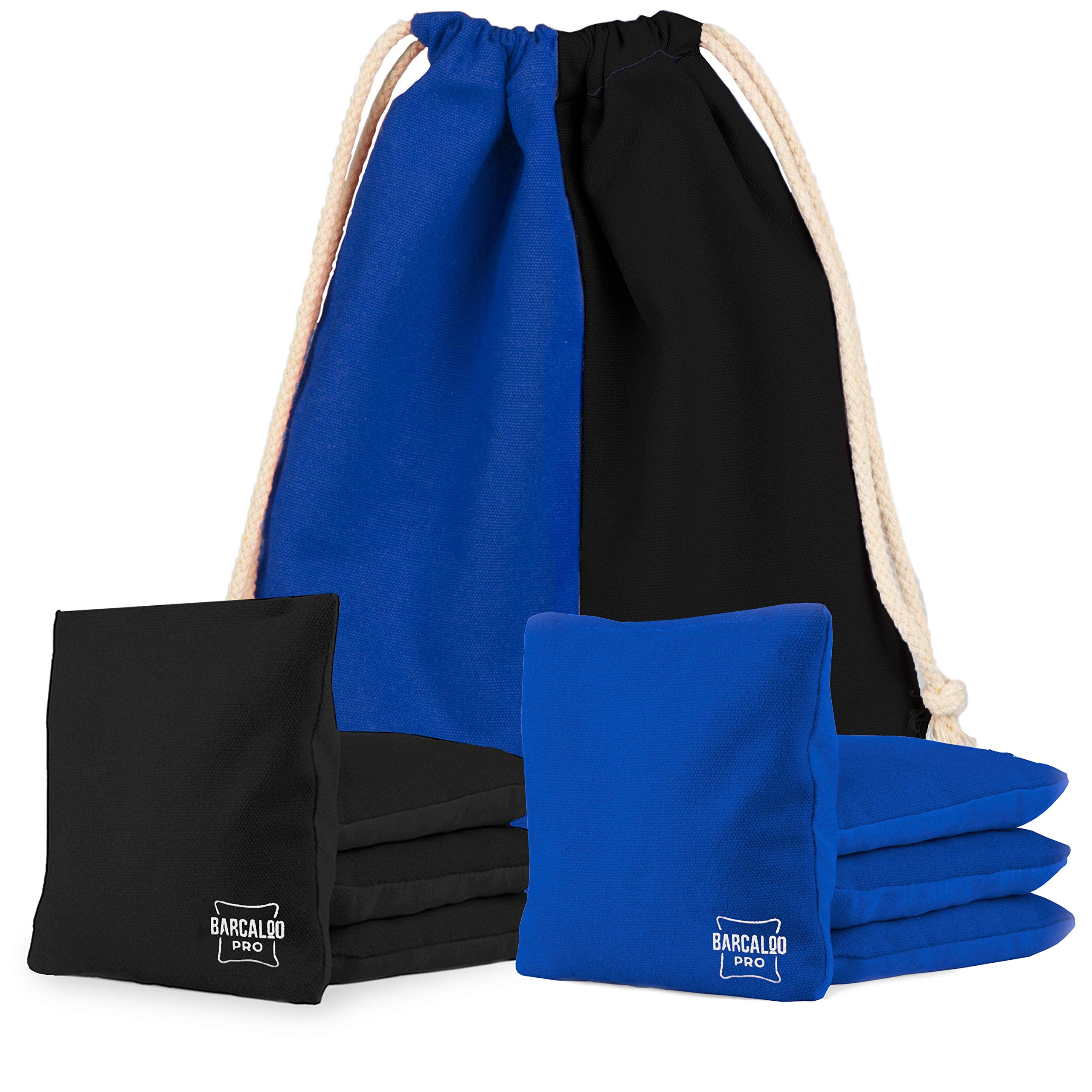 Barcaloo Pro Cornhole Bags - Set of 8 Regulation All Weather Two Sided Bean Bags for Professional Corn Hole Game - 4 Blue & 4 Bl