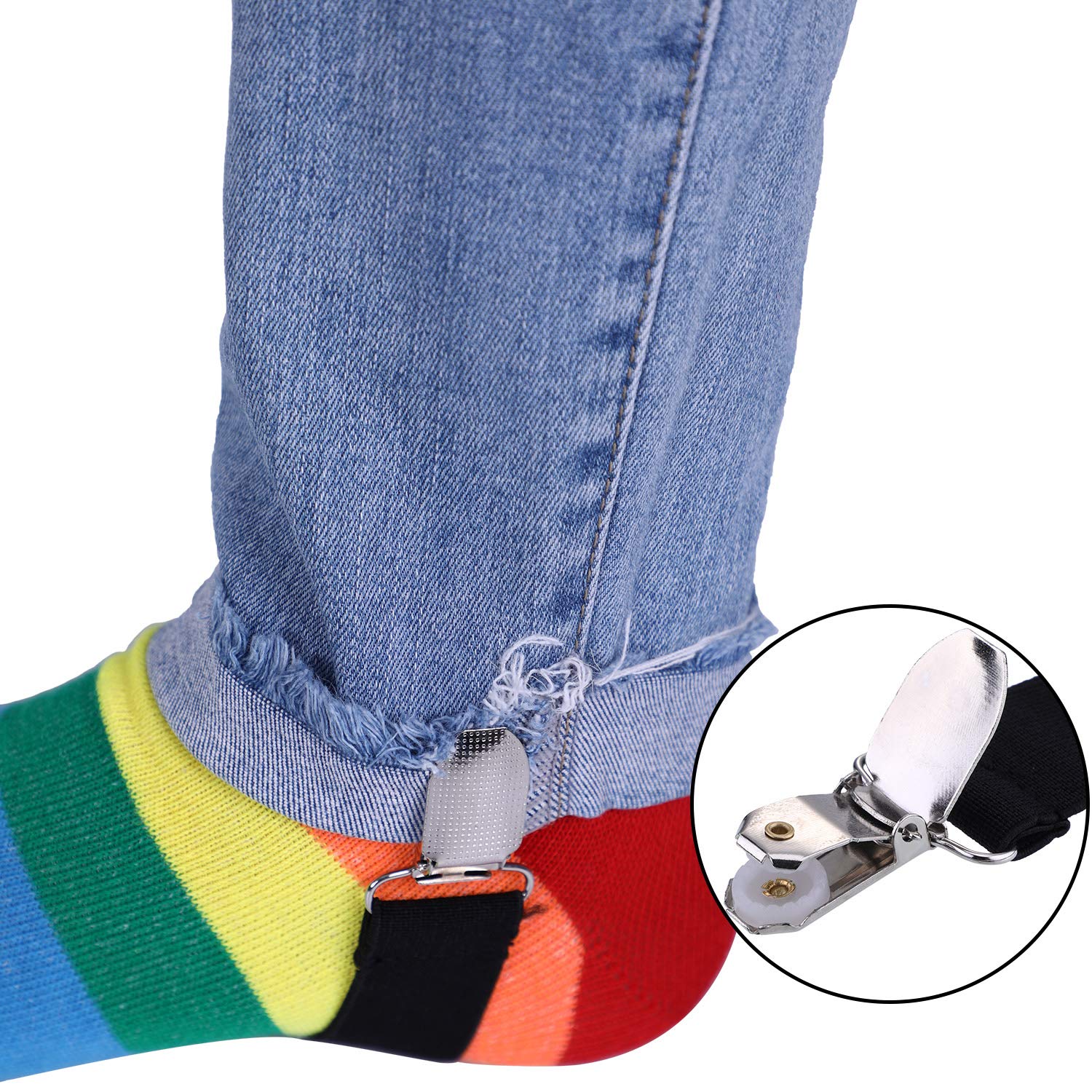 Boao 8 Pieces Elastic Adjustable Boot Straps Clips Pant Stirrups Elastic Leg Straps For Women And Men Favors (Black)