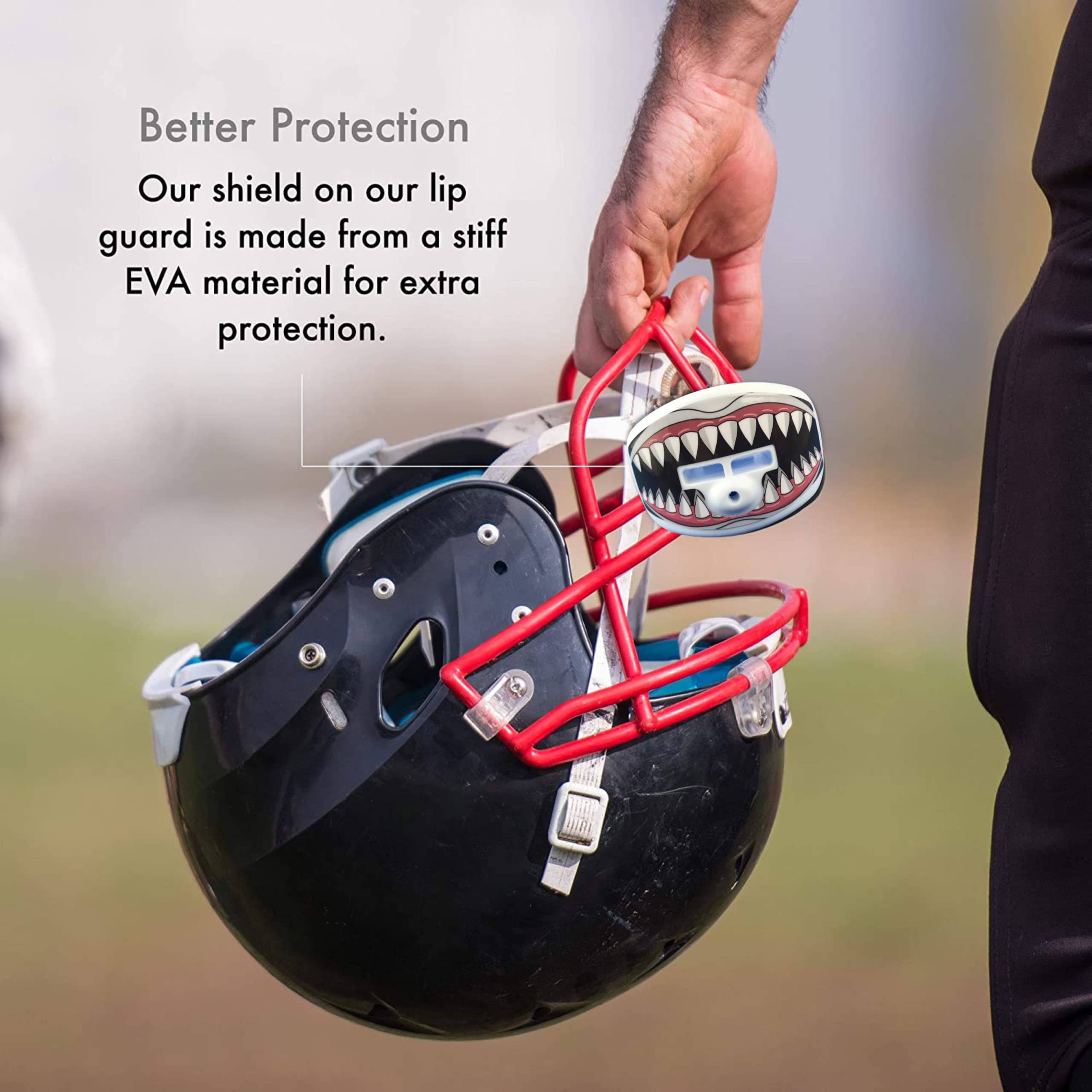 Damage Control Pacifier Mouthpiece, Mouth Piece For Sports, Football Mouthpiece With Helmet Strap, Protects Interior And Exterio