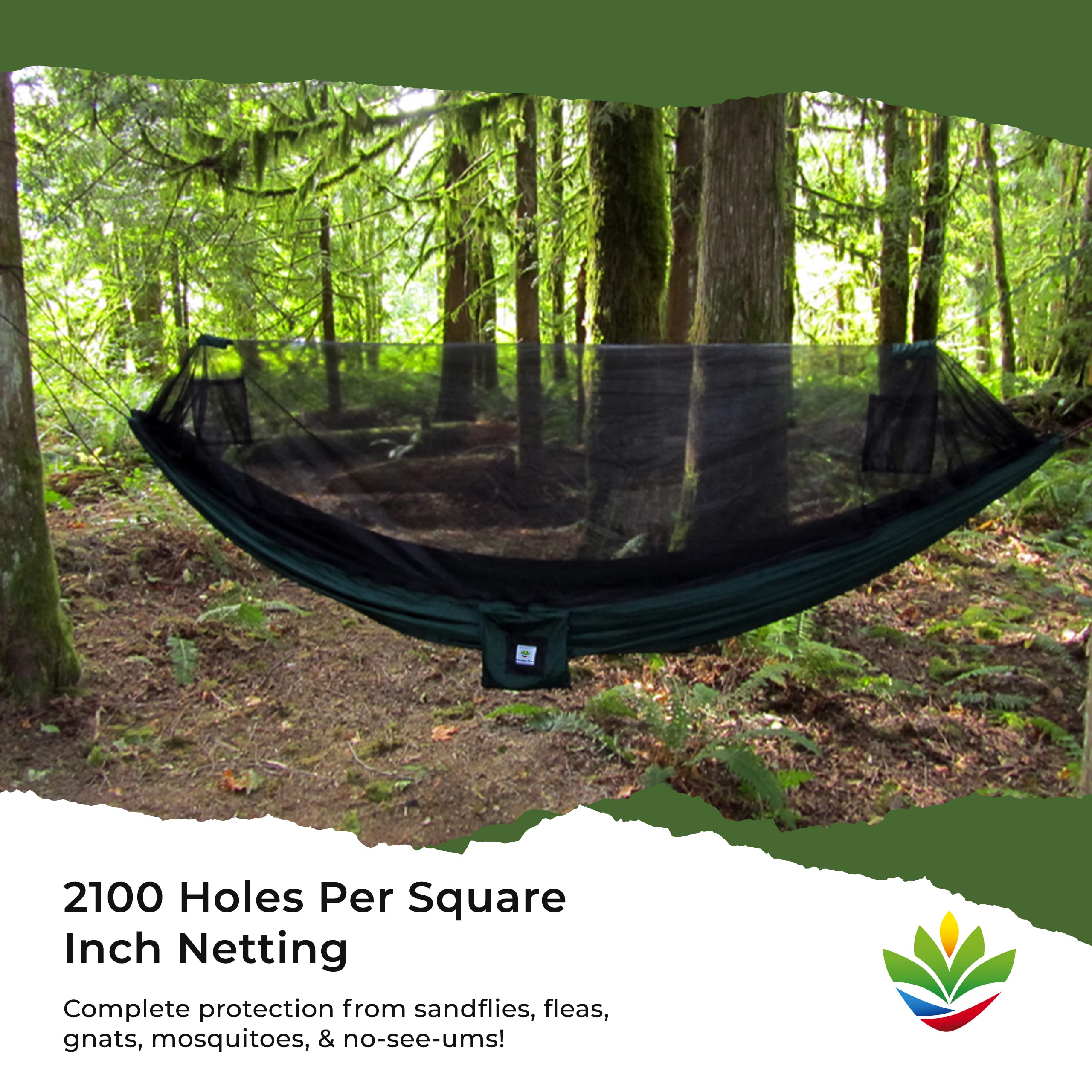 Hammock With Mosquito Net - Fully Reversible Bug Free Hammock Tent, Extra Large Sleeping Space, Bug Proof Netting & Suspension -