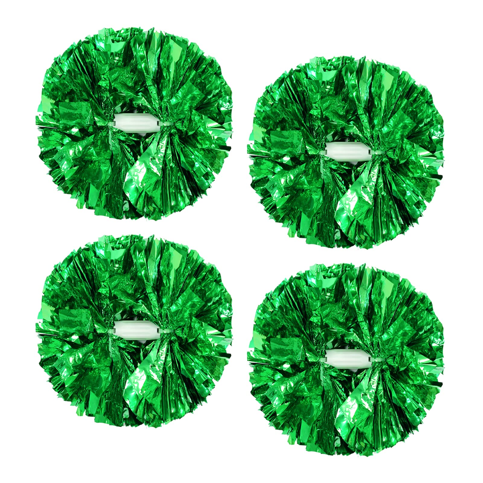 4Pcs Metallic Cheerleading Pom Poms, Creatiee 2 Pair Cheerleader Cheering Squad Pompoms For School Sports Dance Games Team Spiri