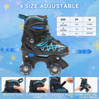 Shdsl Boys Roller Skates For Kids 4 Size Adjustable Roller Skates, All 8 Light Up Wheels For Boy'S Girls Roller Skates Shine, Fu