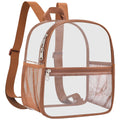 Slumou Clear Backpack for Stadium Events 12x12x6 Sports Backpack Mini Small for Fan, Concert, Beach, Work, Travel & Sporting(Cof