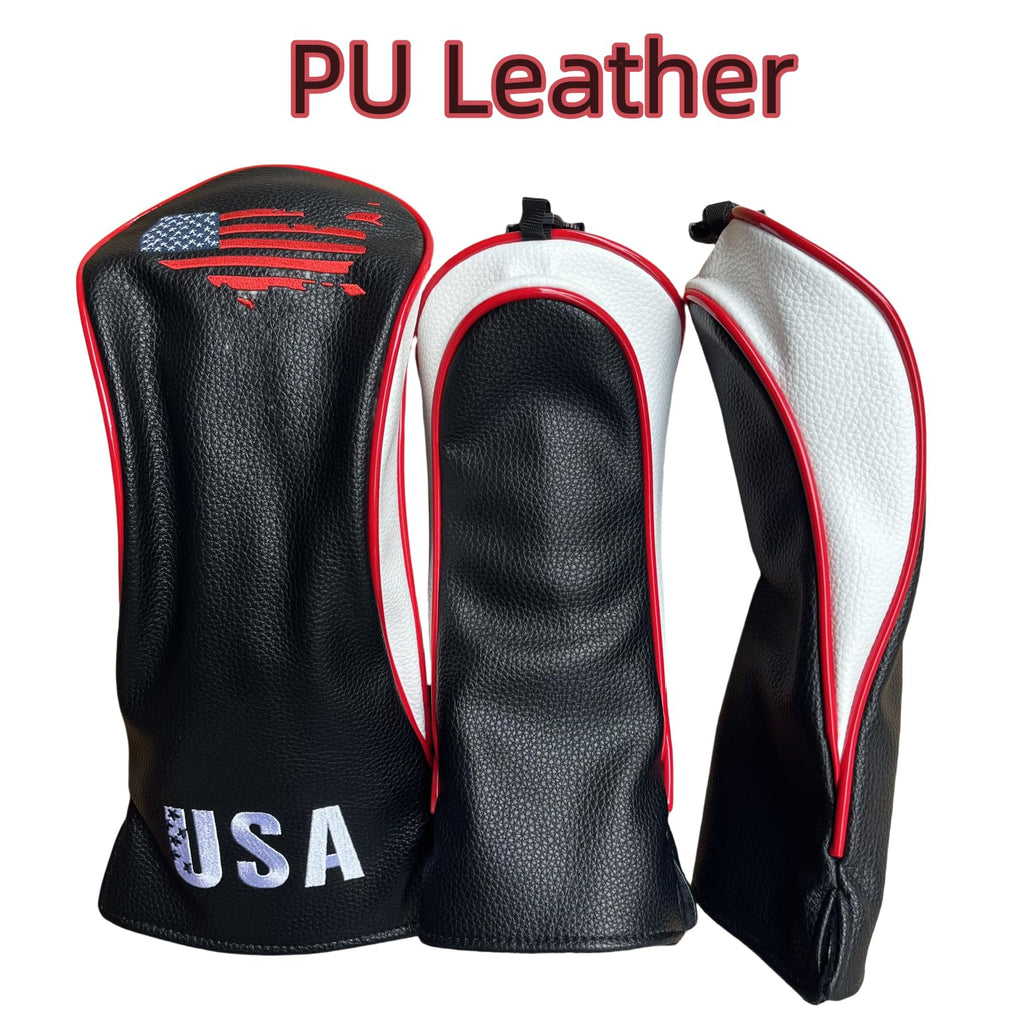 Golf Club Covers - 3 Pack Golf Club Head Covers For Driver And Woods - Usa Flag Driver Headcover 3 Wood Headcover Fairway Wood C