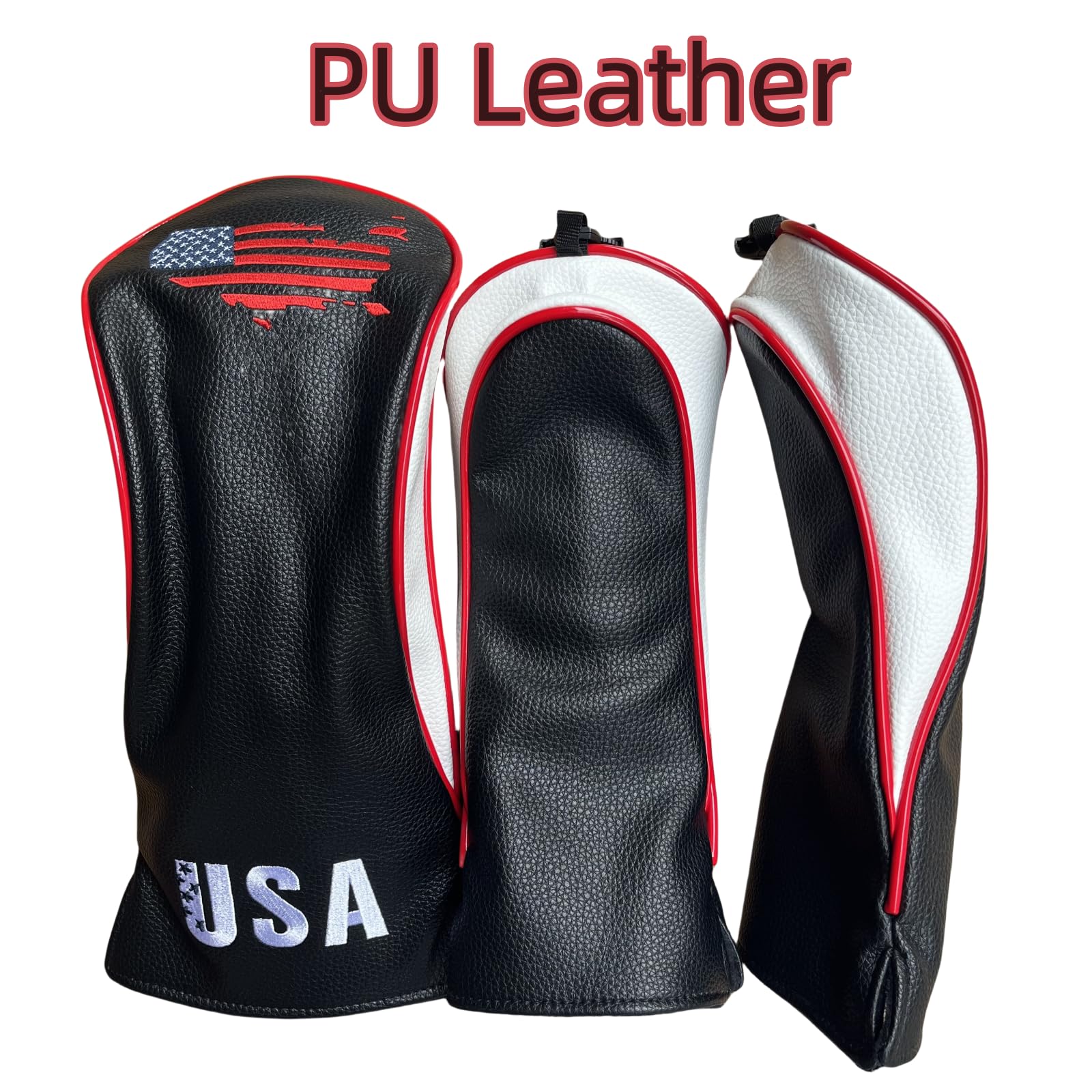 Golf Club Covers - 3 Pack Golf Club Head Covers For Driver And Woods - Usa Flag Driver Headcover 3 Wood Headcover Fairway Wood C