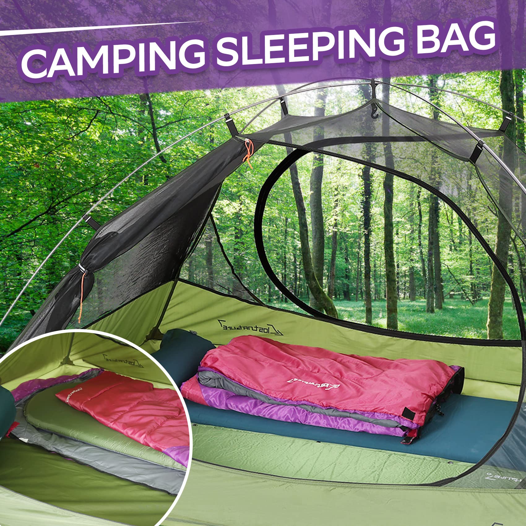Clostnature Sleeping Bag For Adults And Kids - Lightweight Camping Sleeping Bag For Girls, Boys, Youths, Ultralight Backpacking