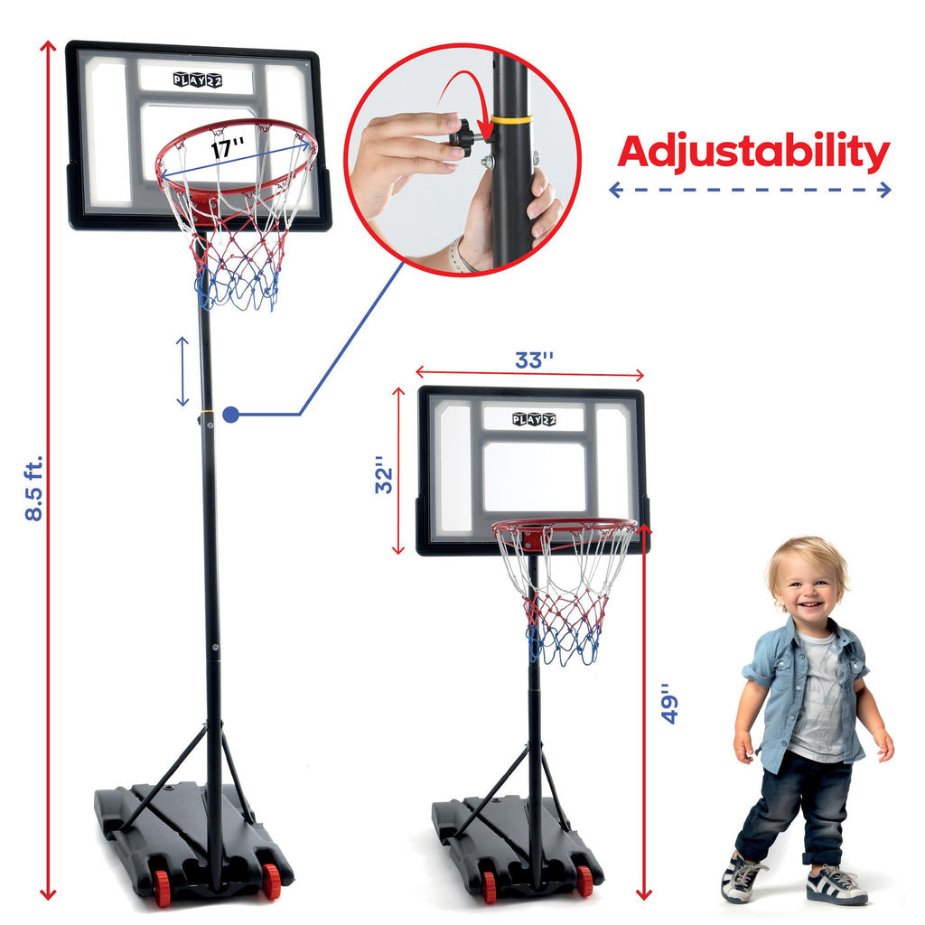 Kids Basketball Hoop Outdoor - 33 Inch Backboard, 70-84In Adjustable Height, Portable Basketball Hoops & Goals For Kids/Teenager