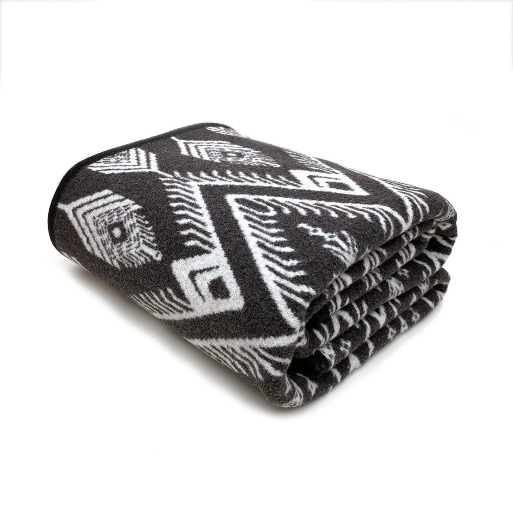 Putian Merino Wool Blanket Camping Outdoor Blanket - 63'' X 51'' Bohemia Grey Great For Camping, Outdoors, Sporting Events, Surv