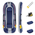 Bestway Hydro-Force Treck X3 Inflatable 3 Person Water Raft Outdoor Floating Boat Set with Pair of Oars, Foot Pump, and Repair P