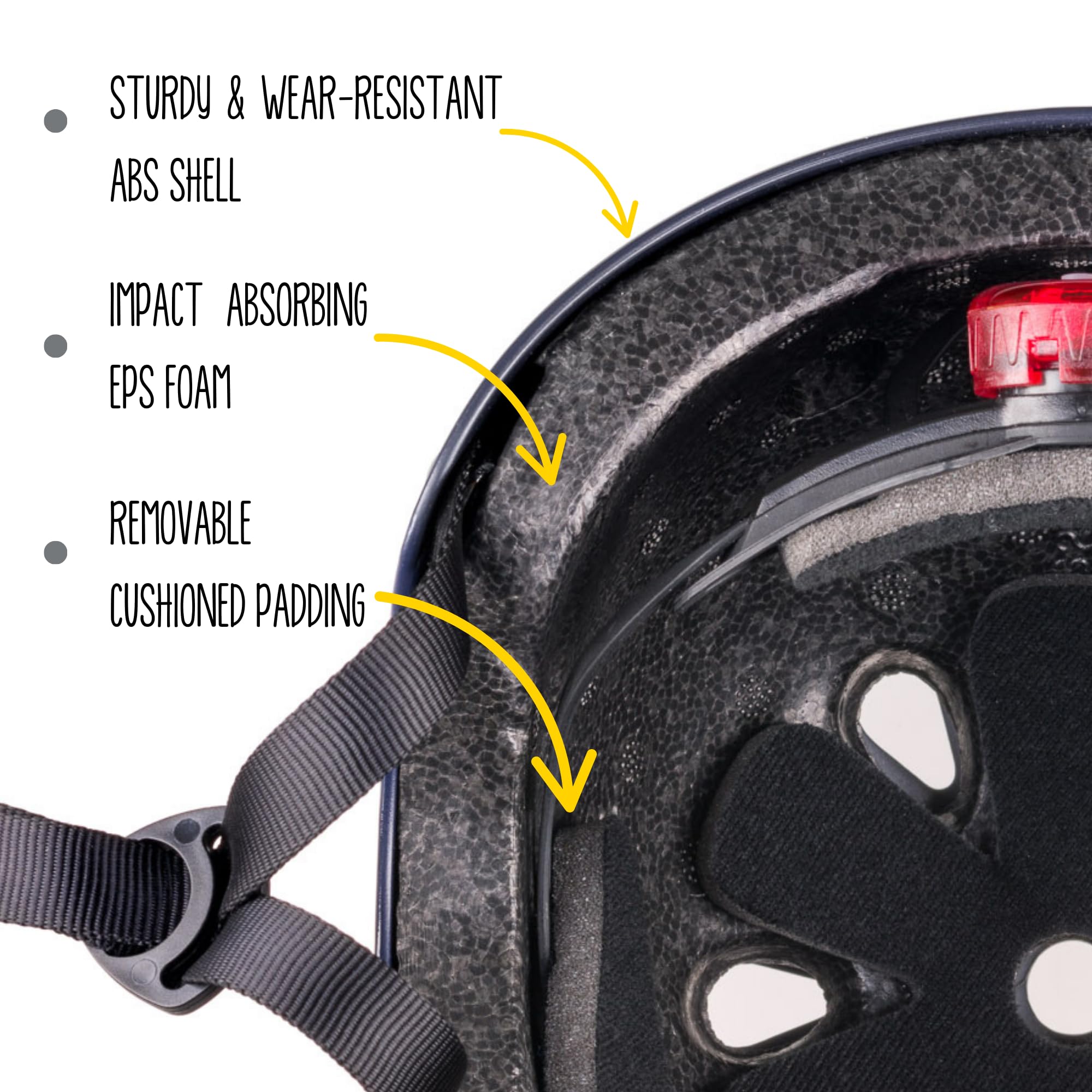 Hornit Mini Lids Kids Helmet. Fully-Adjustable Multi-Sport Hard Shell Helmet With Rear Safety Light, Small, Major Tom