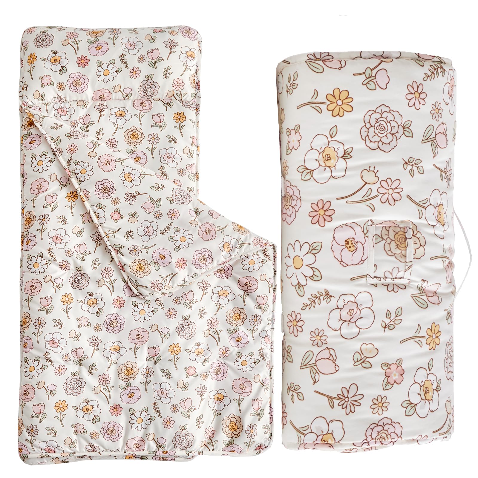 Toddler Nap Mat with Removable Pillow,Ultra Soft Slumber Bags for Girls,Kids Sleeping Bags with Rollup Design, Perfect for Presc