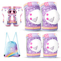 SULIFEEL Rainbow Unicorn Knee Pads for Kids Knee Elbow Pads Wrist Guards with Drawstring Bag Adjustable Protective Gear Set for 