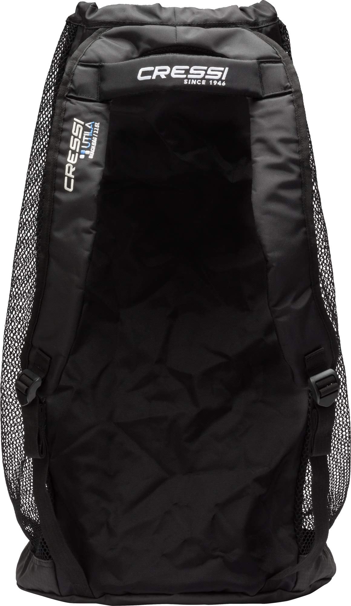 Cressi Heavy Duty Mesh Backpack 85 Liters Capacity For Snorkeling, Water Sport Gear | Utila: Designed In Italy, Black, One Size