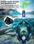 W WSTOO Full Face Snorkel Mask Adults,Suitable for Beginners Dry Top Snorkeling Gear,Can Your Mouth or Nose to Breathe,180 Degre