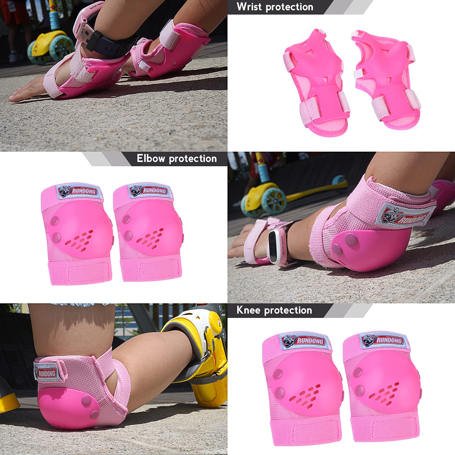 SOHOUR HOME Kids/Youth Knee Pads Elbow Pads Wrist Guards 3 in1Protective Set, for 3-15 Years Child Roller Skates, Cycling, Inlin