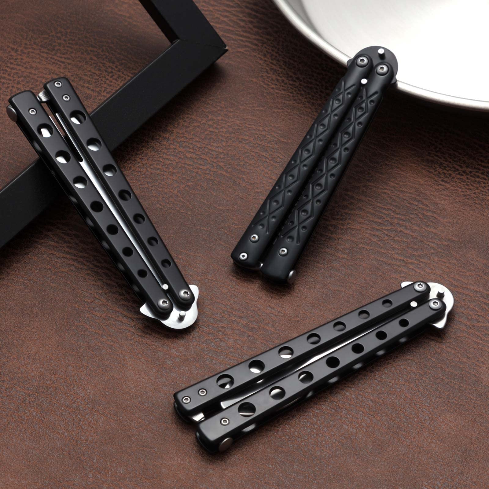 Eaasty 3 Pieces Butterfly Comb,Fork And Spoon Set,Tactical Stainless Steel Folding Butterfly Spoon For Camping Hunting Travel Ou