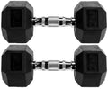 Fitvids Rubber Encased Hex Dumbbell, 25Lb Pair