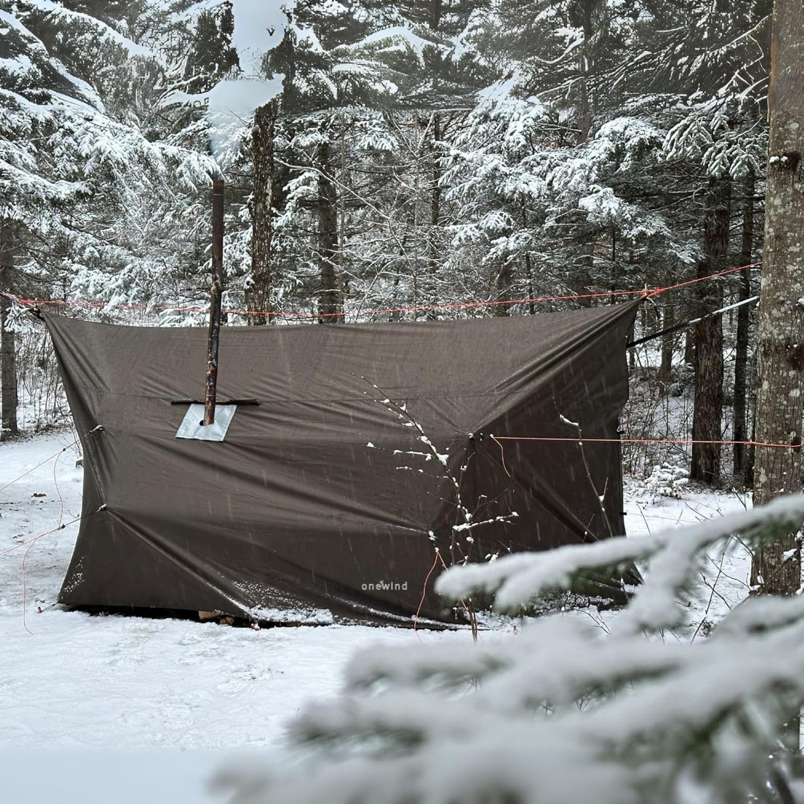 Onewind Penumbra Hot Tent, 14Ft Camping Hammock Tarp For 4-Season, Waterpoof And Flame Retardant Hammock Rain Fly With Stove Jac