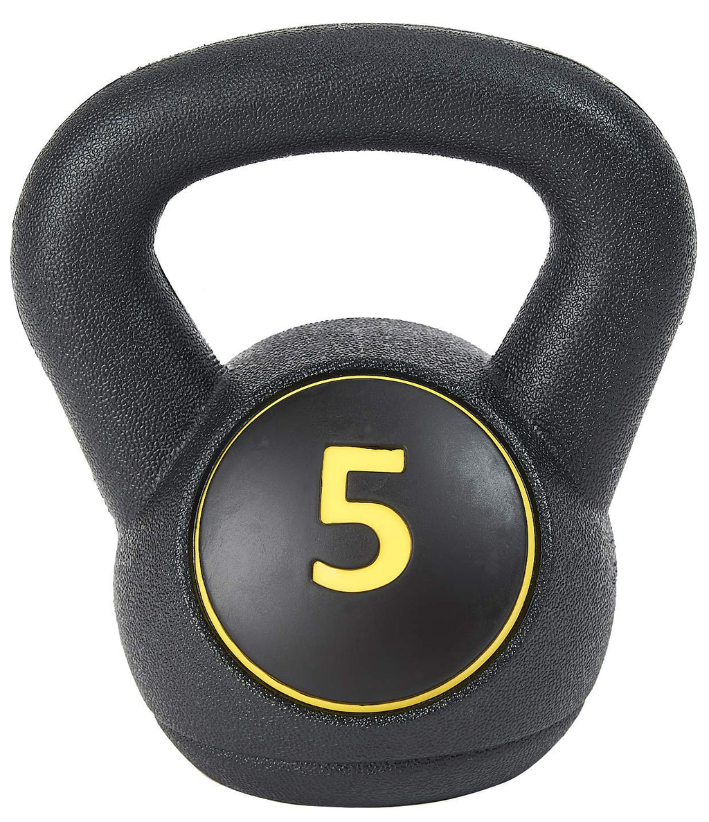 Sporzon! Wide Grip Kettlebell Exercise Fitness Weight, Set Of 3, Includes 5 Lbs, 10 Lbs, 15 Lbs, Multicolor