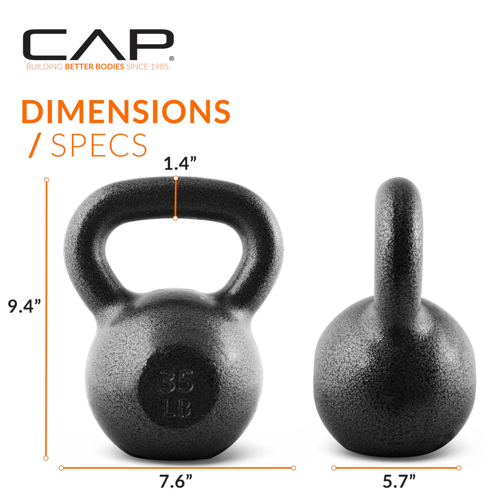 Cap Barbell Black Cast Iron Kettlebell | 35 Pounds