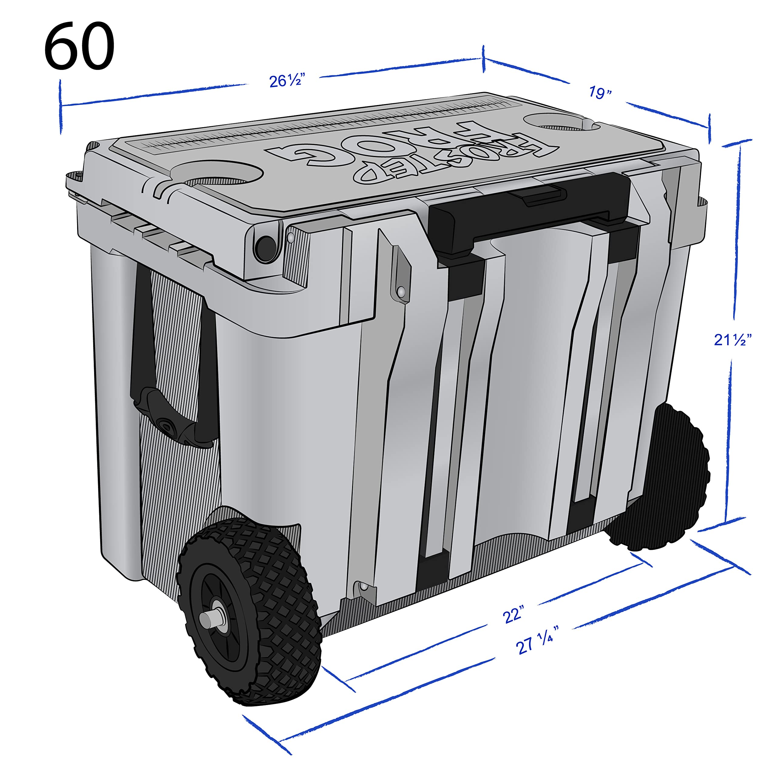 Frosted Frog Original Green 60 Quart Ice Chest Heavy Duty High Performance Roto-Molded Commercial Grade Insulated Cooler With Te
