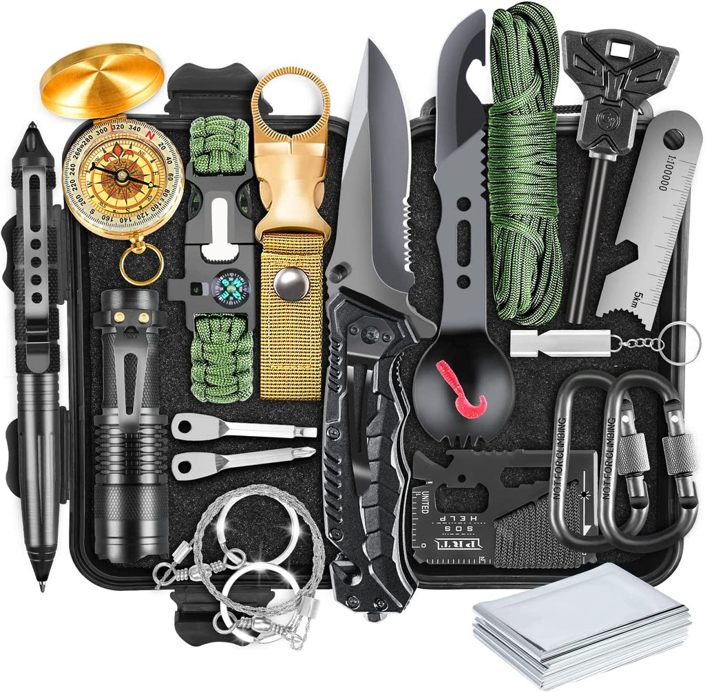 Survival Kits, Gift For Men Dad Husband, Emergency Survival Gear And Equipment 19 In 1, Fishing Hunting Birthday For Men, Campin