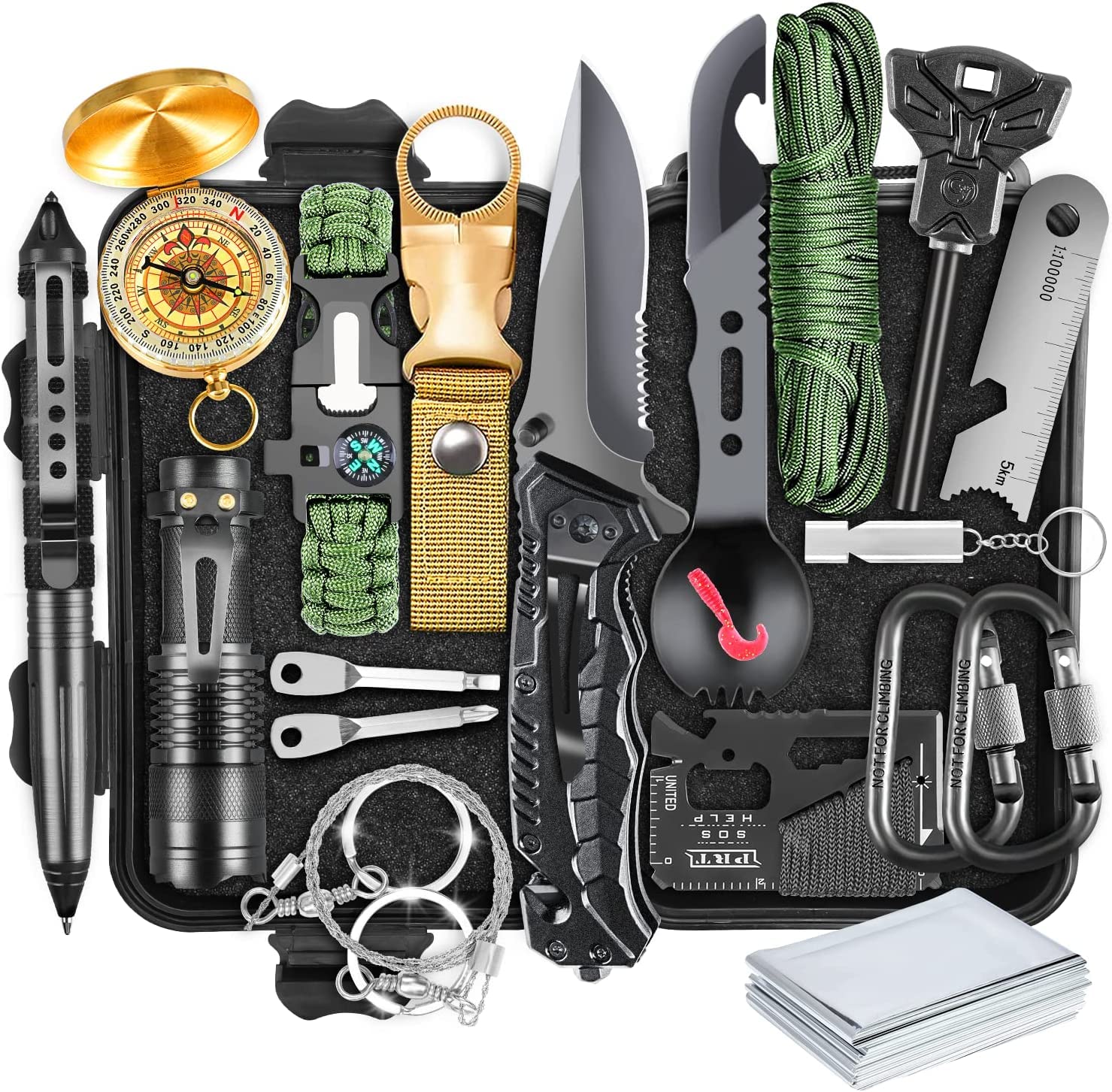 Survival Kits, Gift For Men Dad Husband, Emergency Survival Gear And Equipment 19 In 1, Fishing Hunting Birthday For Men, Campin