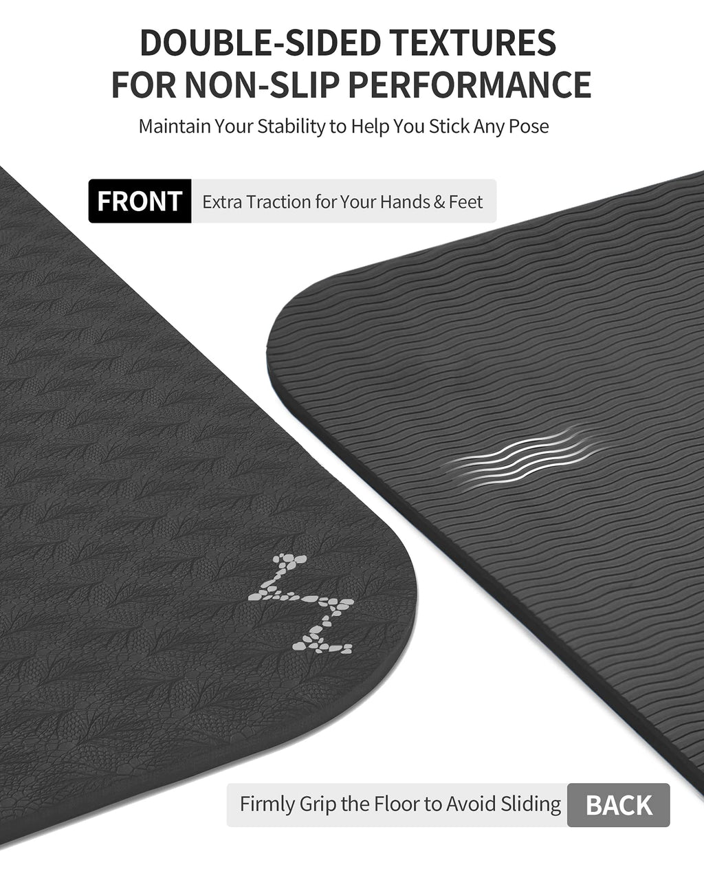 Cambivo Yoga Mat For Women Men Kids, 2/5 Inch, Extra Thick Yoga Mat Double-Sided Non Slip, Professional Tpe Yoga Mats, Workout M