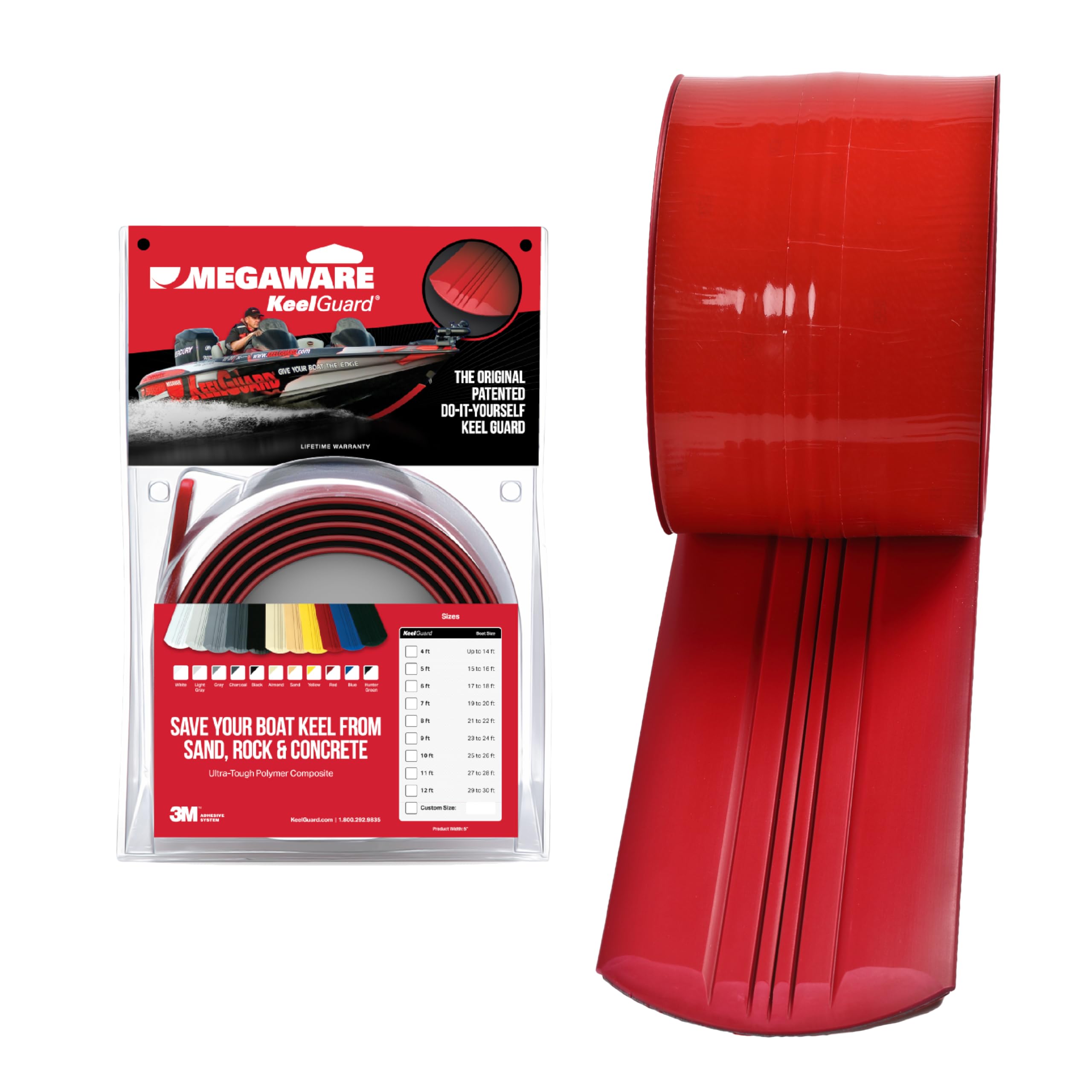 Megaware Keelguard Boat Keel And Hull Protector, 12-Feet (For Boats Up To 30Ft), Red
