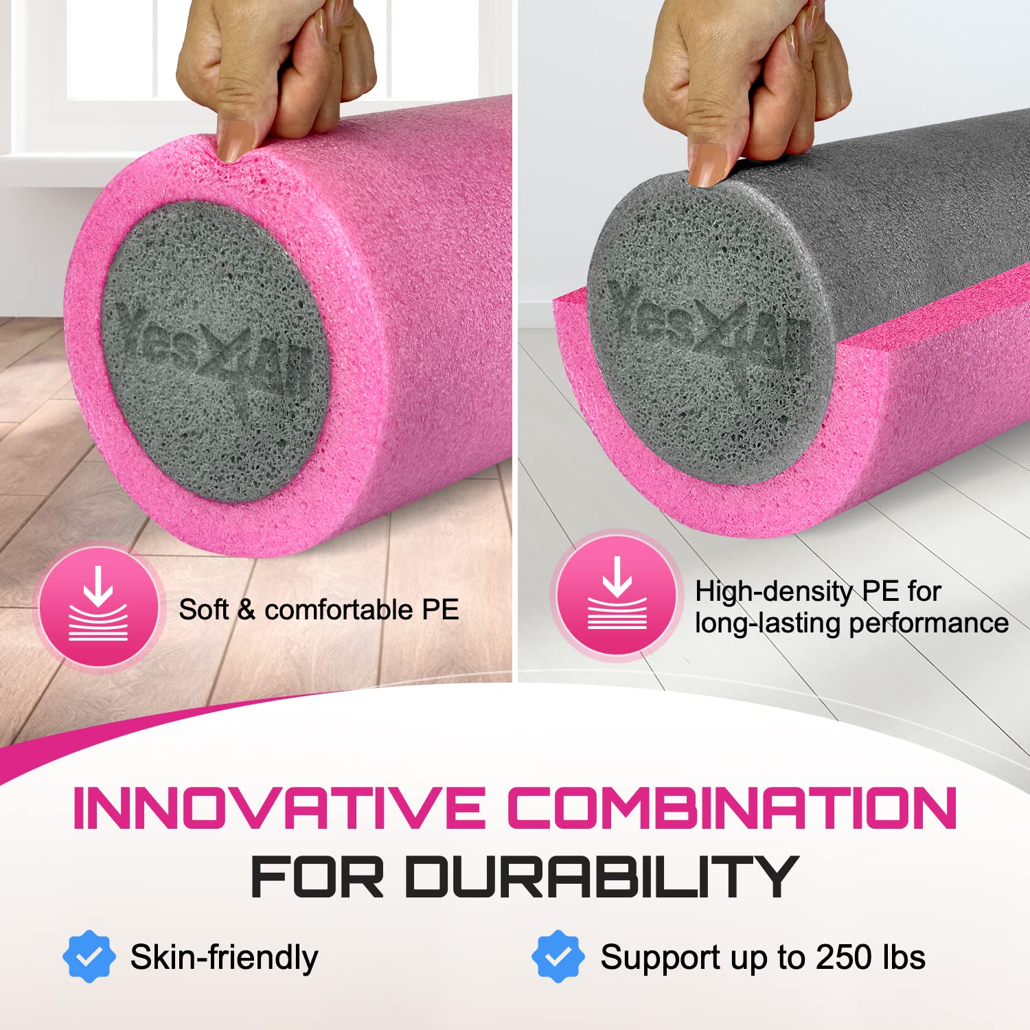 Yes4All Two-Layer Foam Rollers Pe For Many Exercises, Improved Workout Efficiency - 18 Inches