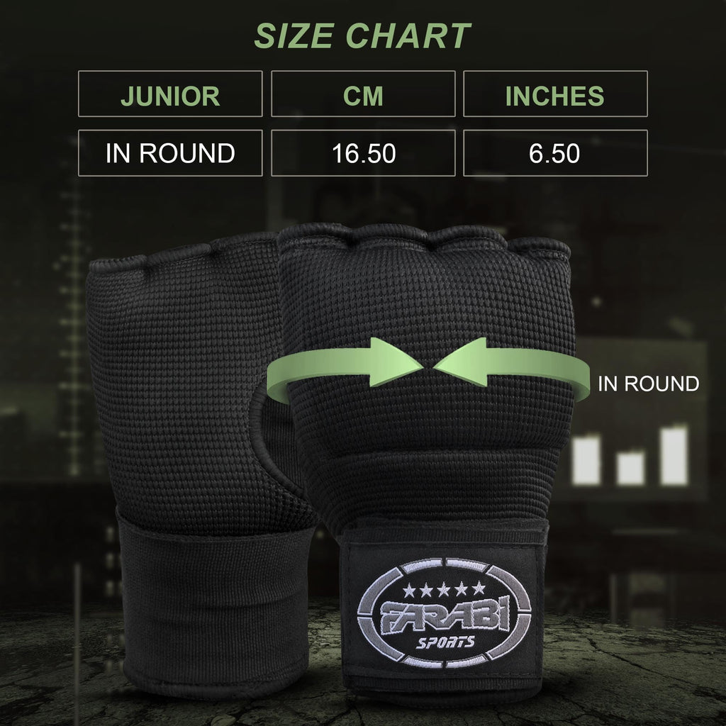 FARABI Kids Hybrid Boxing Inner Gloves Punching Boxing Gloves (All Black, Junior)