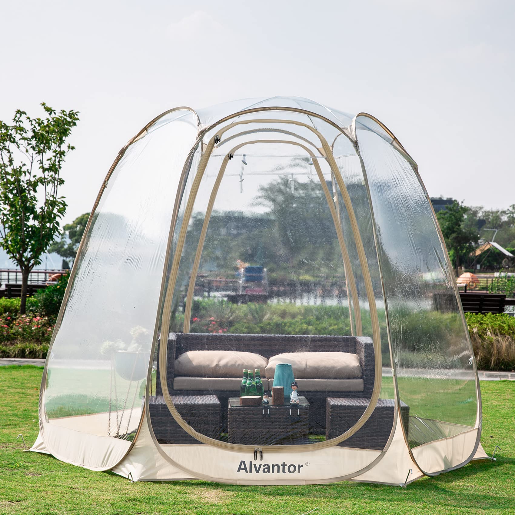 Alvantor 6' x 6' Pop Up Bubble Tent - Instant Igloo Tent for 2-3 People - Weatherproof Screen House - Cold Protection Camping Sh