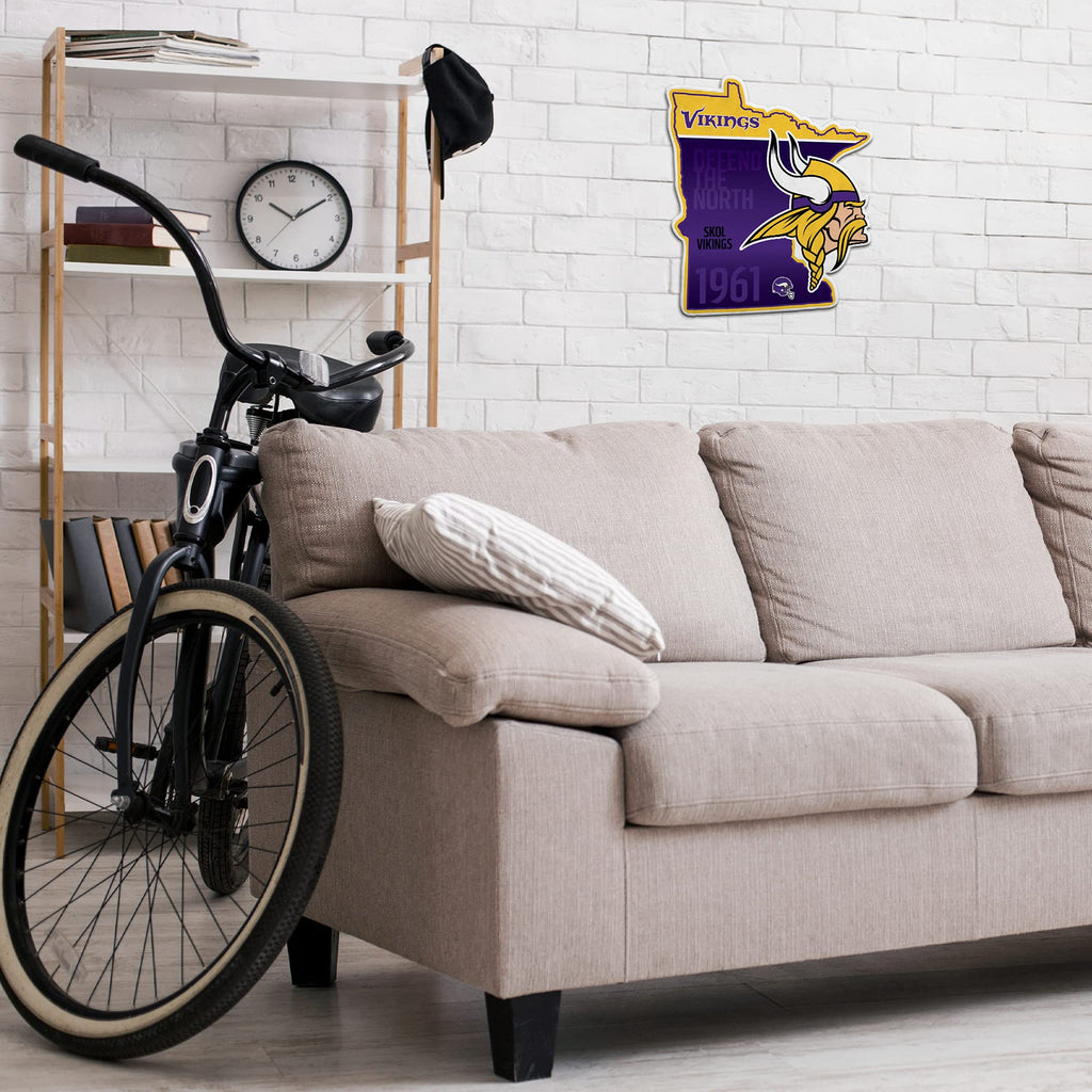 Rico Industries Nfl Minnesota Vikings State Shape Shape Cut Pennant - Home And Living Room D