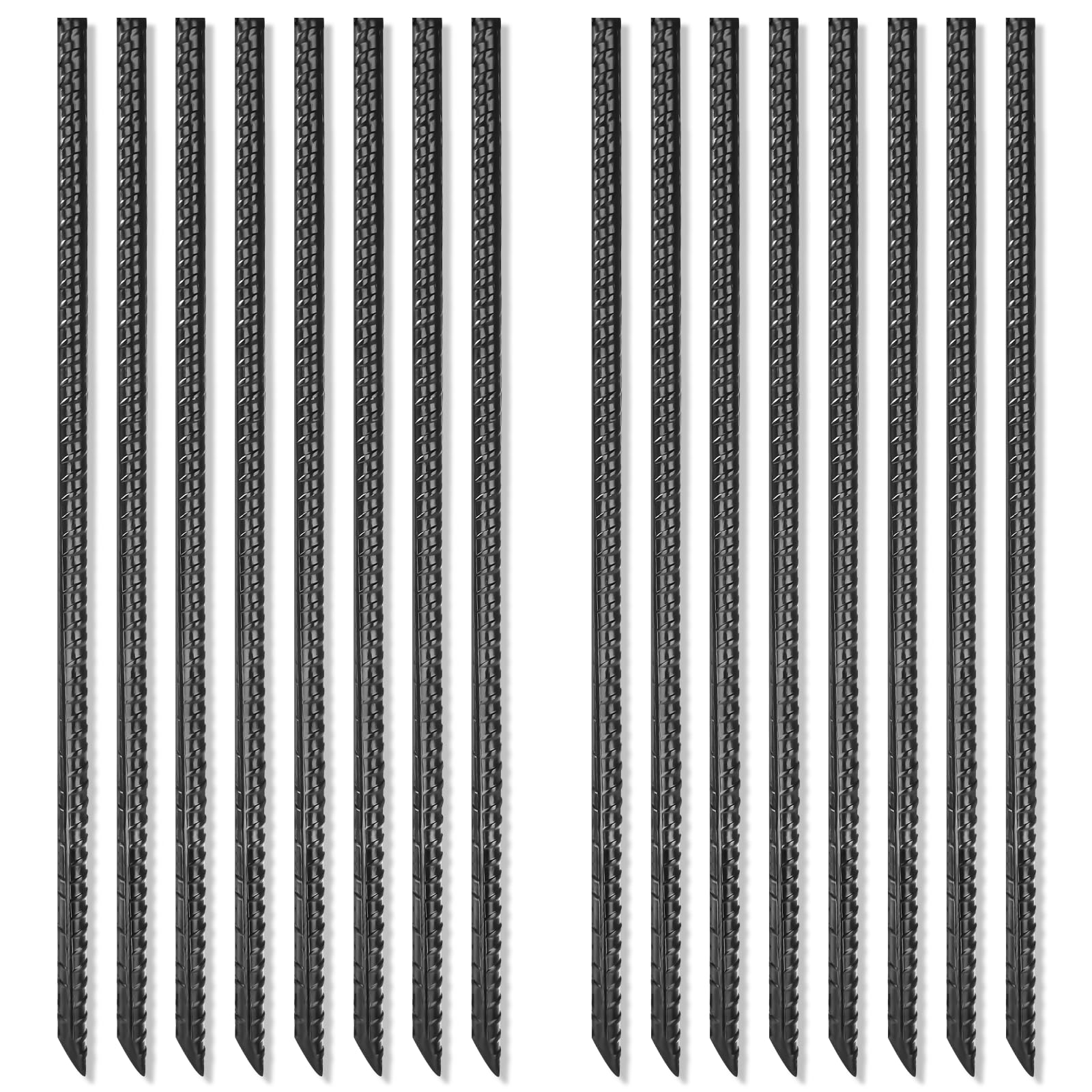Gbekery 16 Inches Rebar Stakes(16Pcs) Heavy Duty Straight Metal Ground Anchors With Chisel Point Ends For Timber,Concrete,Plant