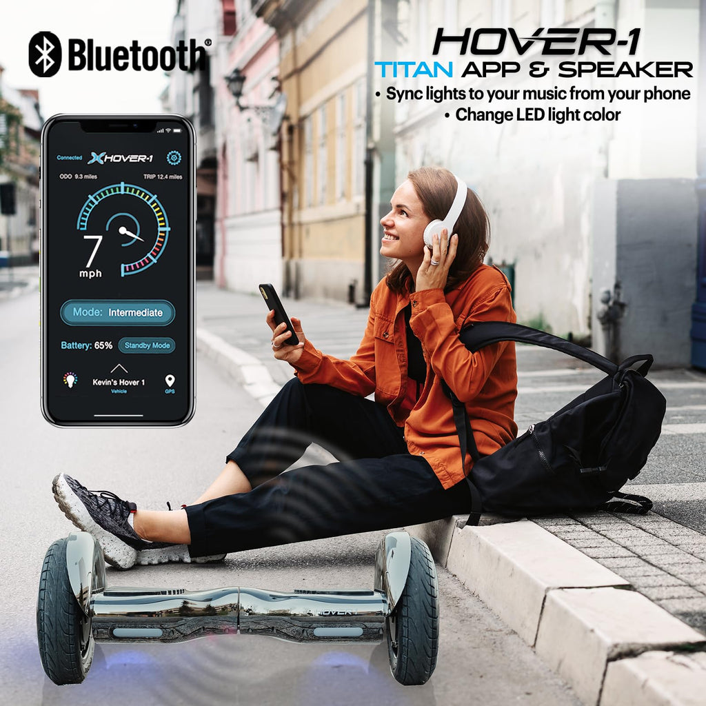 Hover-1 Titan Electric Scooter with 8MPH Top Speed, 8 Mile Range, 5HR Full-Charge, Built-In Bluetooth Speaker, Rider Modes: Begi