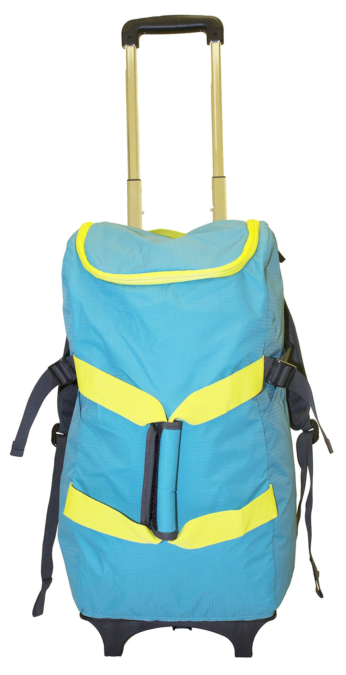 Dbest Products Smart Backpack, Teal And Yellow 4-In-1 Rolling Backpack Luggage Duffel Gym Bag Removable Dolly Laptop Tablet Pock