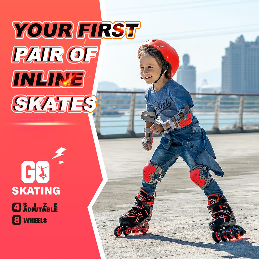 2Pm Sports Torinx Boys Adjustable Inline Skates, Fun Beginner Roller Skates For Kids, Youth, Girls, Men And Women - Red Medium