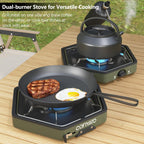 Cofiyard Propane 2-Burner Camping Stove With Carrying Bag And Gas Stove Pressure Regulator, Camping Essentials Folding Camp Stov