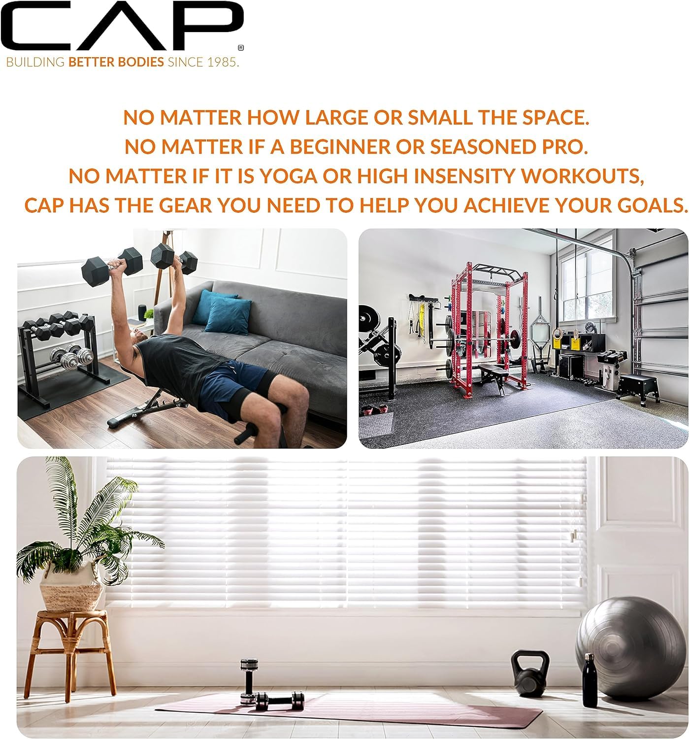 CAP Barbell 100 LB Rubber Coated Hex Dumbbell Hand Weight Set with Vertical Storage Rack | Black