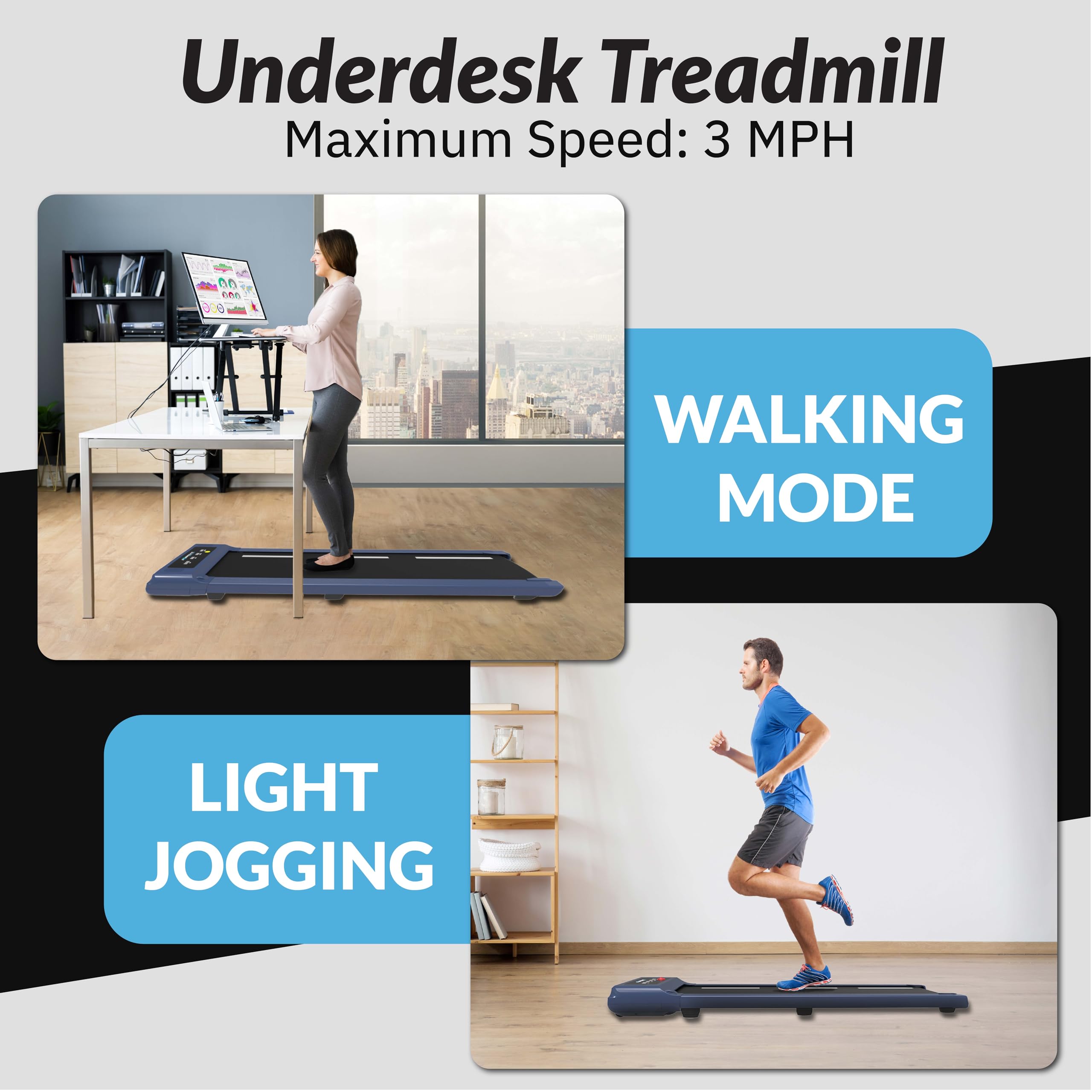 Exerpeutic 400 Lb. Capacity Heavy-Duty Walking/Jogging Exercise Treadmill Walking Pad- Home Gym Workout, Foldable Under Desk Des