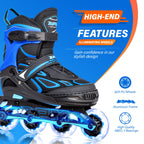 2PM SPORTS Vinal Inline Skates for Men with Light up Wheels Beginner Skates Fun Illuminating Outdoor Roller Skates for Kids and