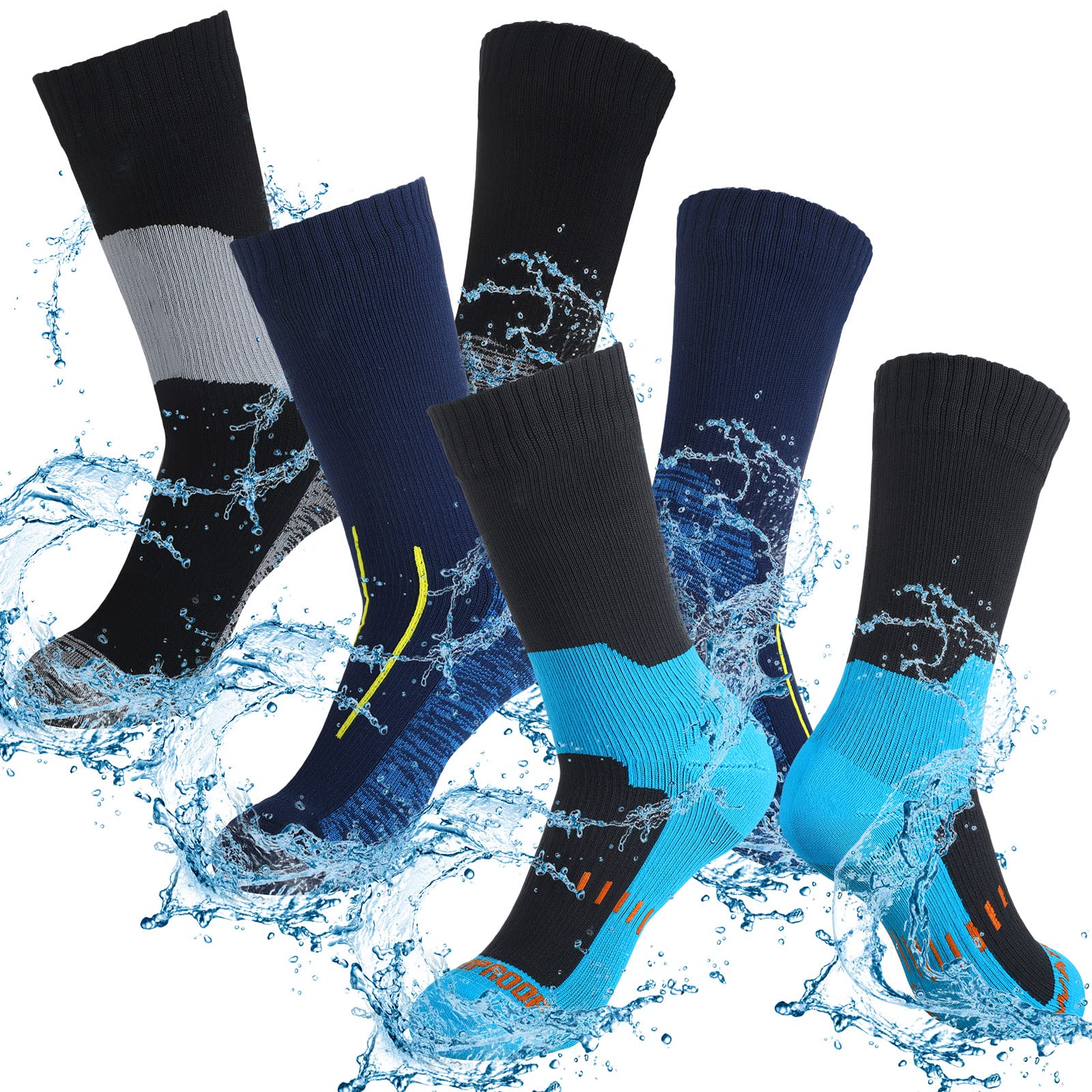 Janmercy 3 Pairs Unisex Waterproof Ice Fishing Sock Breathable Knit Sock for Men Women for Hiking Wading Running Skiing(Medium)