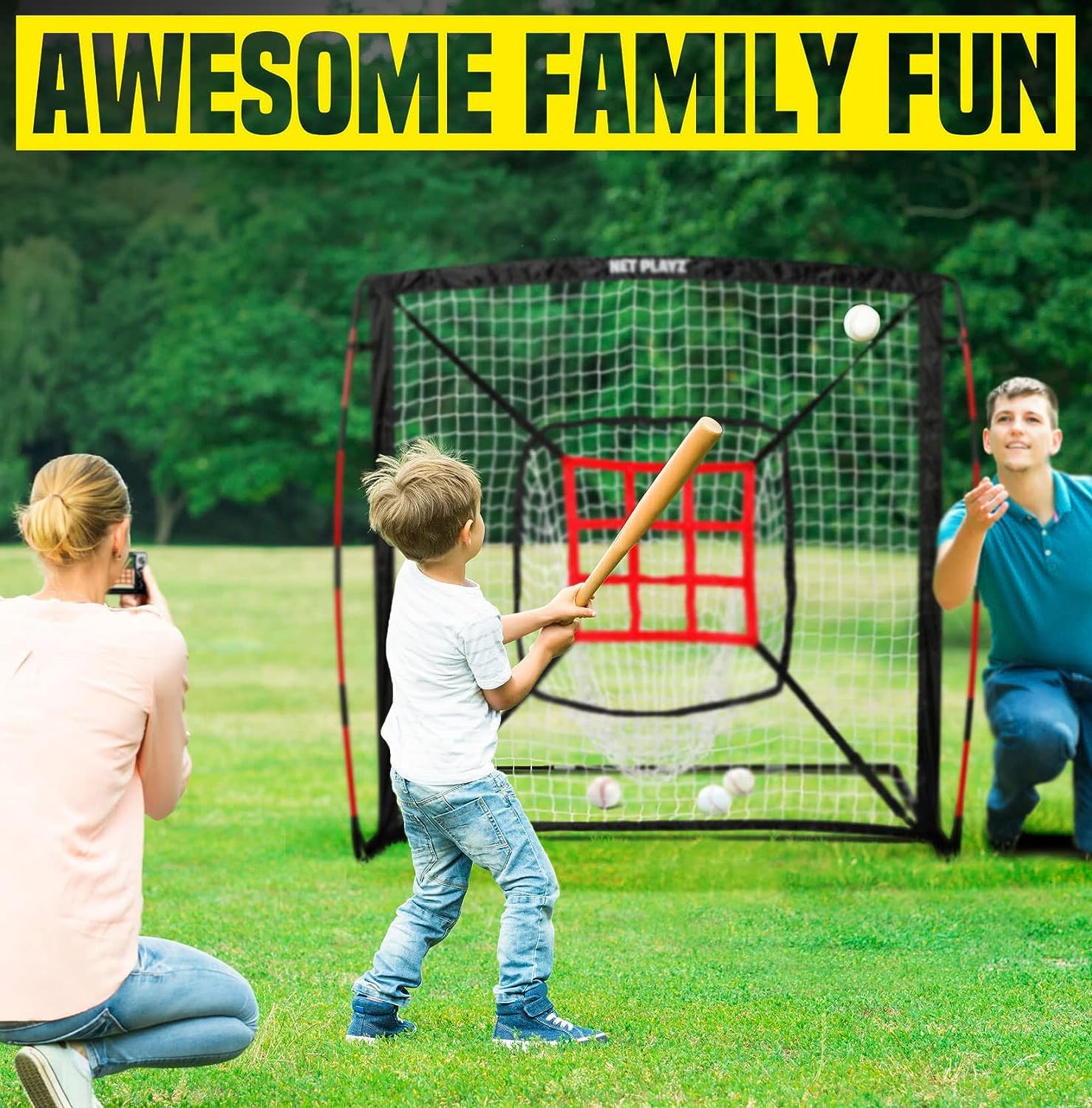 Baseball Net - Pitching & Hitting Net (9 Strike Zone, Portable & Quick-Fold) Gifts for Kids & Teens | Training Aids Equipment 5