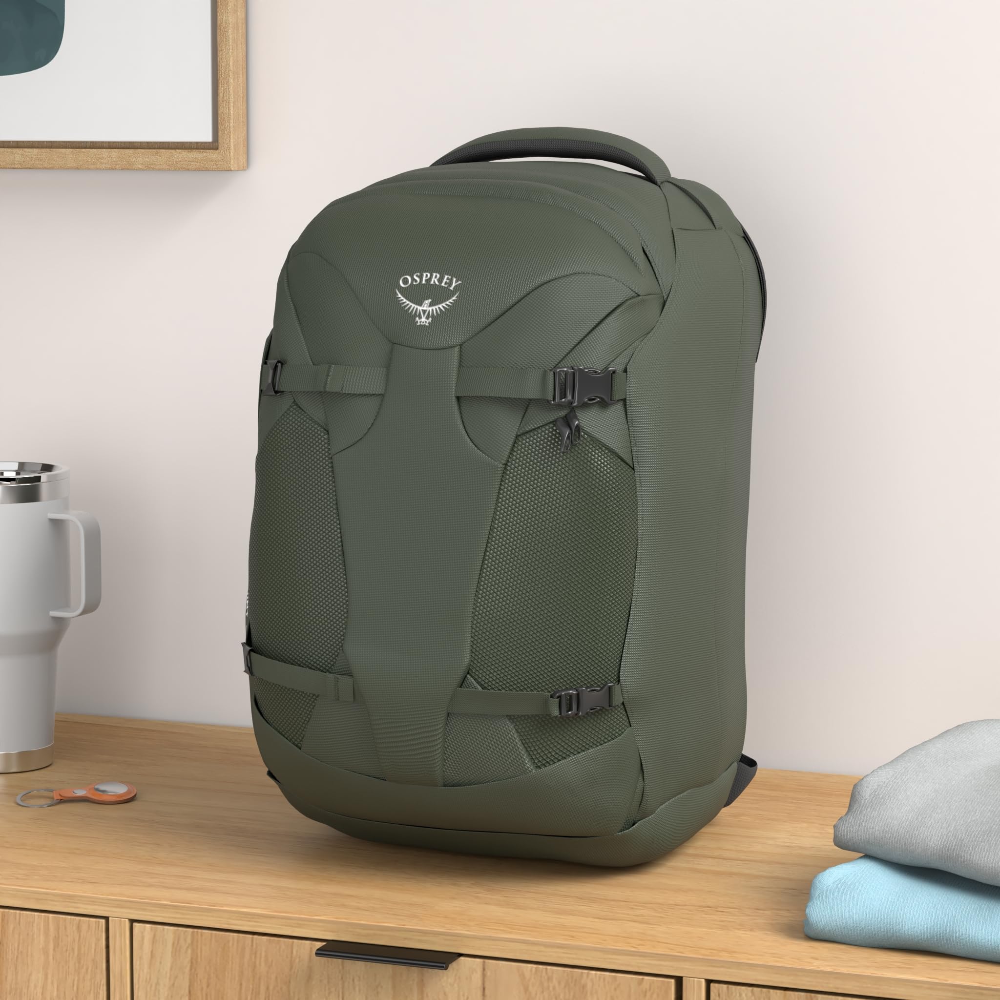 Osprey Farpoint 55L Mens Travel Backpack, Gopher Green, One Size
