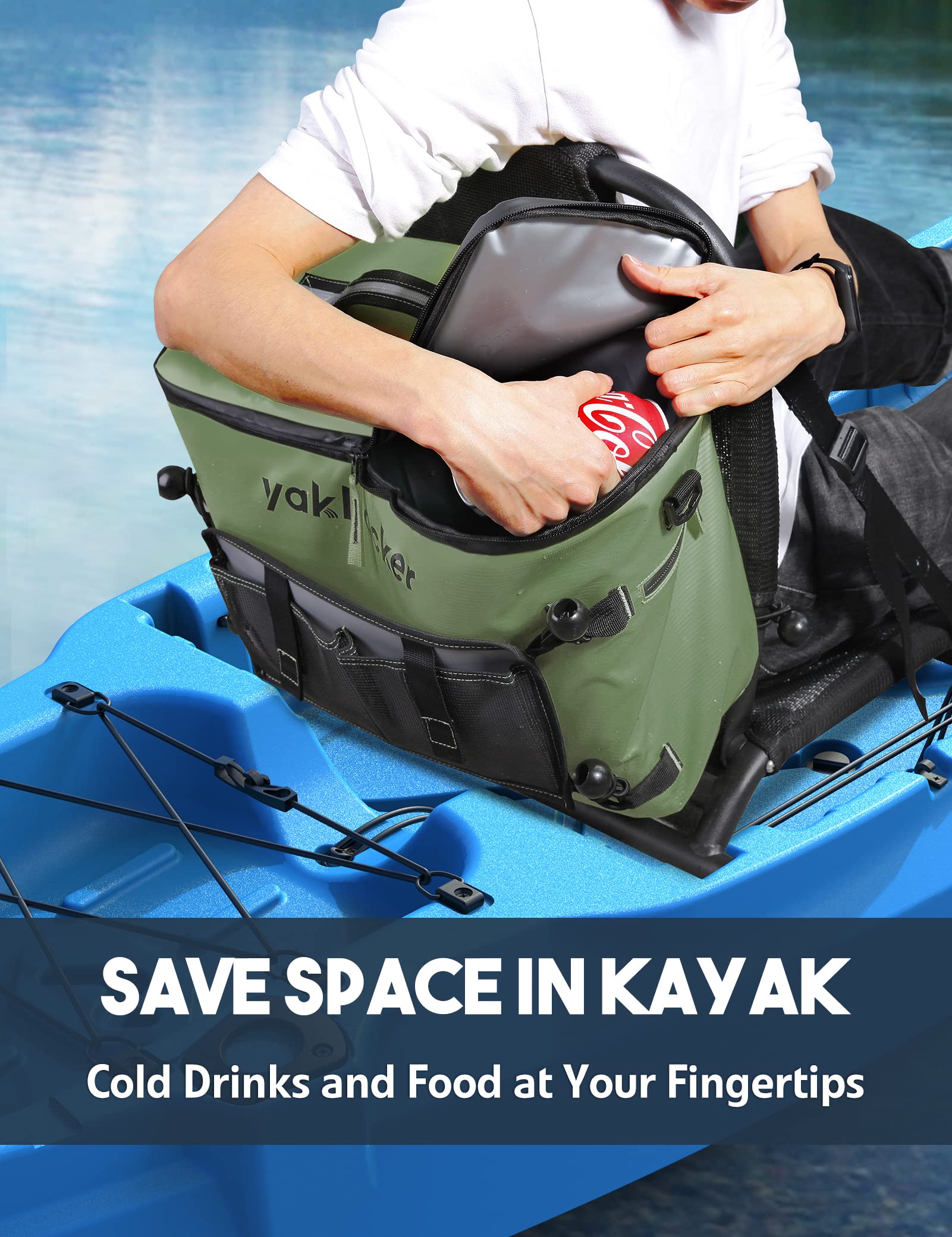 Yakhacker Kayak Cooler Bag, Waterproof Seat Back Cooler With Lawn-Chair Style Seats, Kayak Accessories Portable Ice Chest Cooler