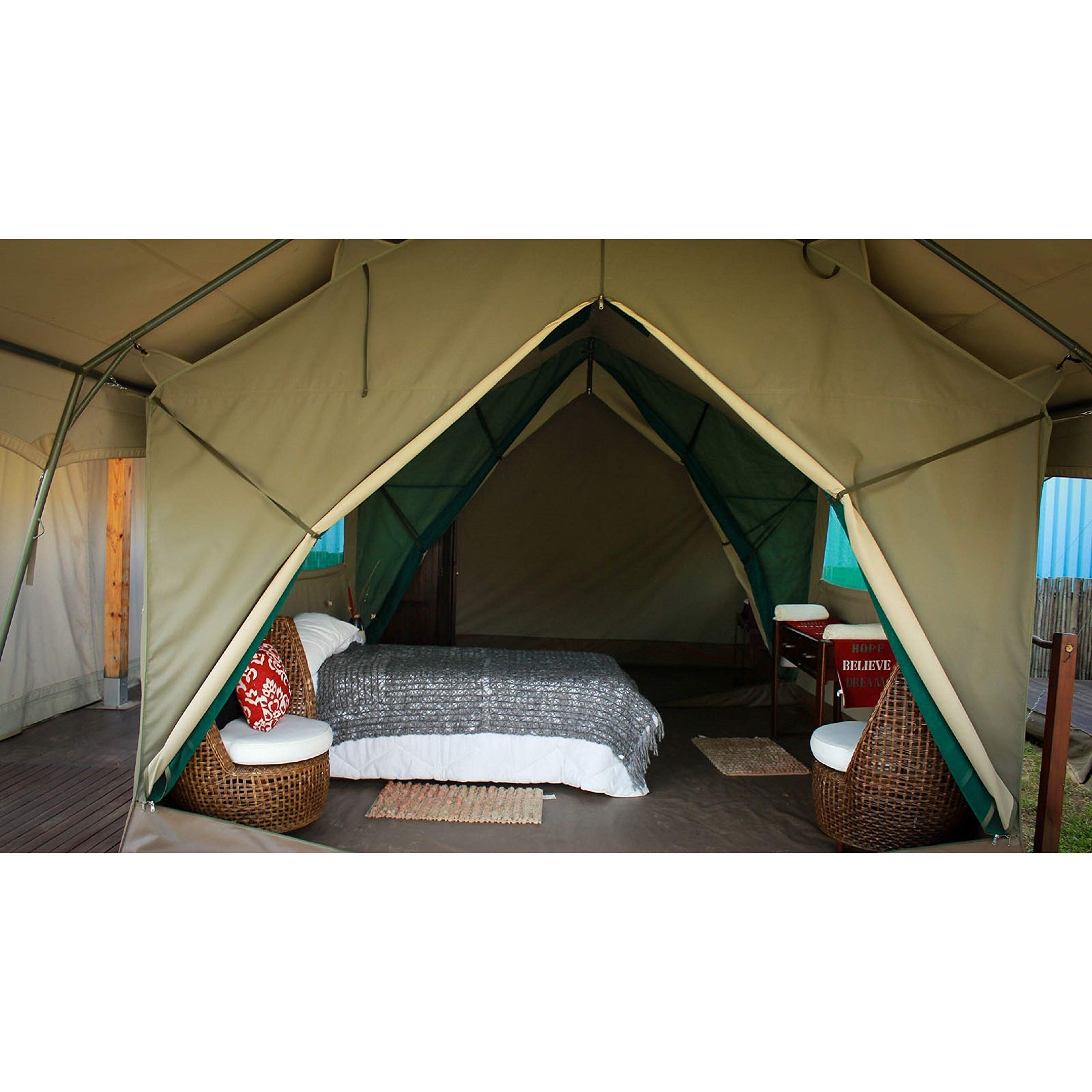 Delta Zulu Combo Canvas 4 Person Chalet Tent With Gazebo. Modular Basecamp Tent Solution With Waterproof Ripstop Military Grade