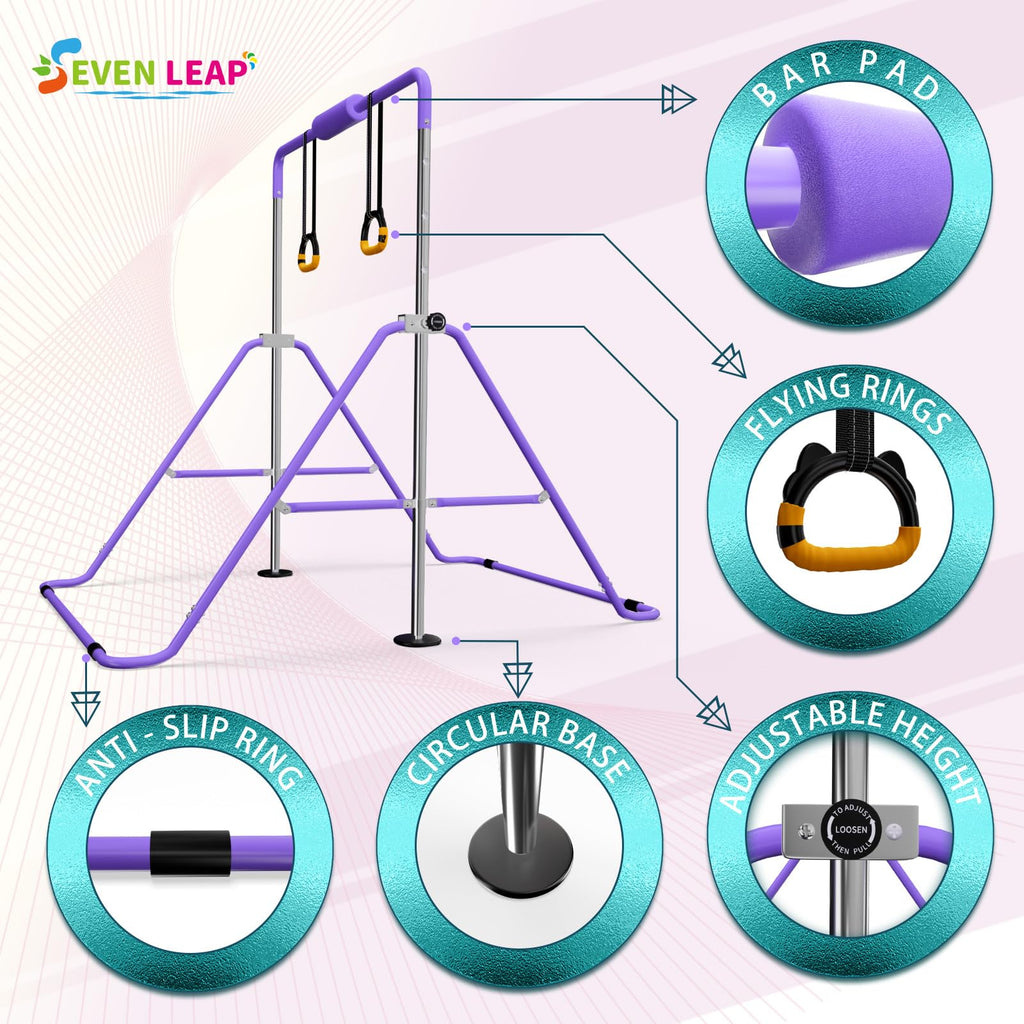 Seven Leap Expandable Bar For Junior Gymnasts - Adjustable And Folding Design