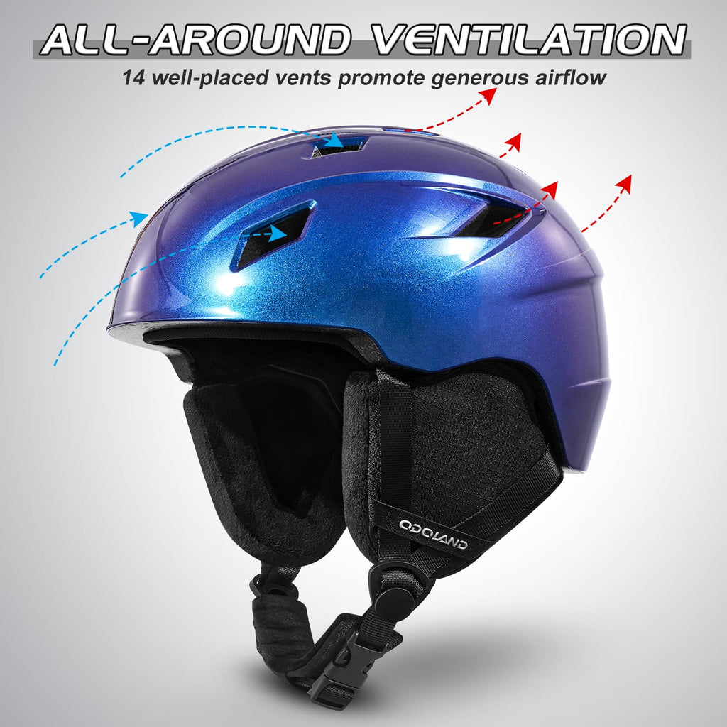 Odoland Ski Helmet and Goggles Set for Adults & Youth, Snowboard Helmet with Goggles - Shockproof Winter Sports Helmet with Prot