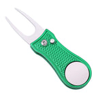 Mile High Life All Metal Foldable Golf Divot Tool With Pop-Up Button & Magnetic Ball Marker (Green Bone)