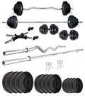 Kore Pvc 40 Kg Home Gym Set With One 5 Ft Plain + One 3 Ft Curl Rod And One Pair Dumbbell Rods, Multicolour